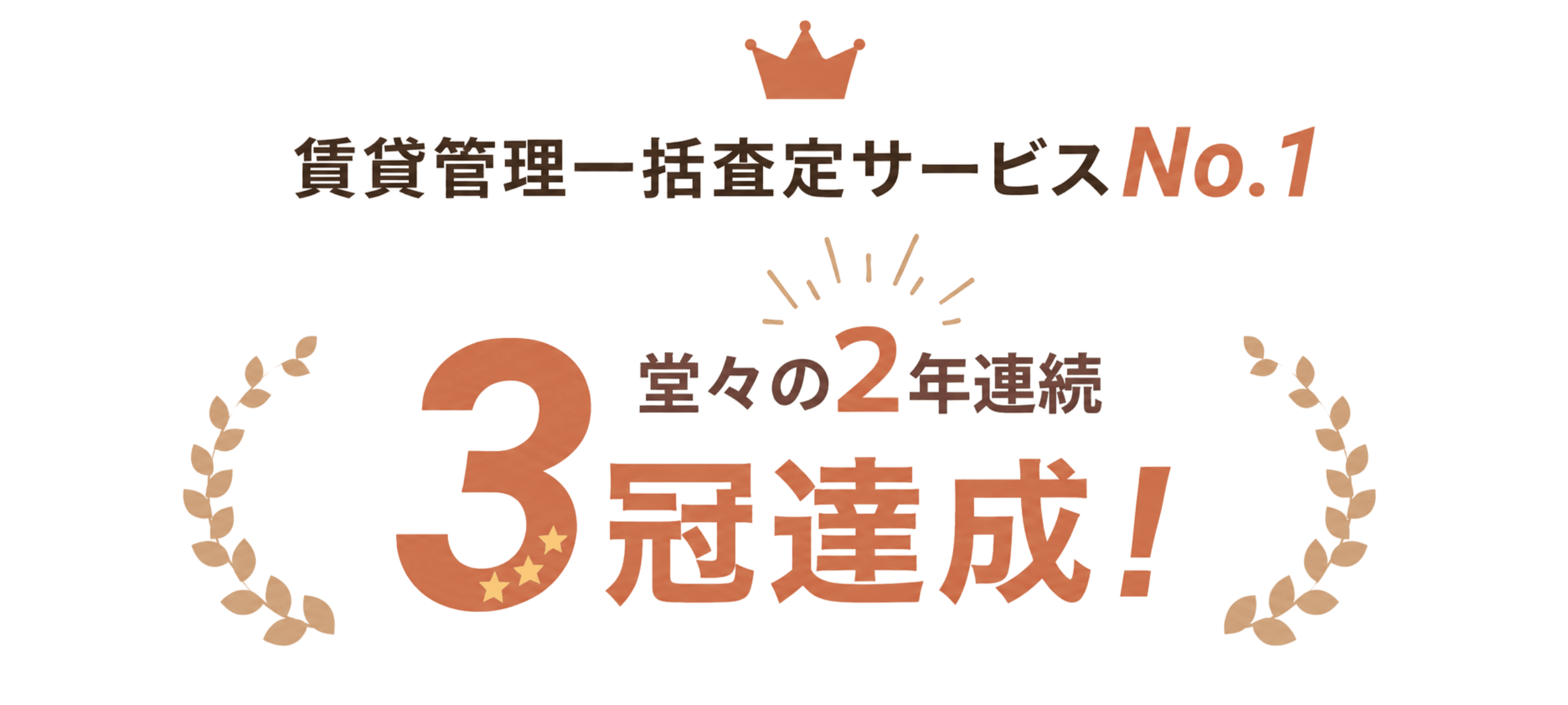 賃貸管理一括査定サービスNo.1 堂々の2年連続3冠達成!